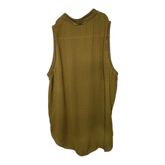 ANN TAYLOR Blouse sz m Olive Ruffle Sleeveless Button Down Mandarin - Picture 7 of 10